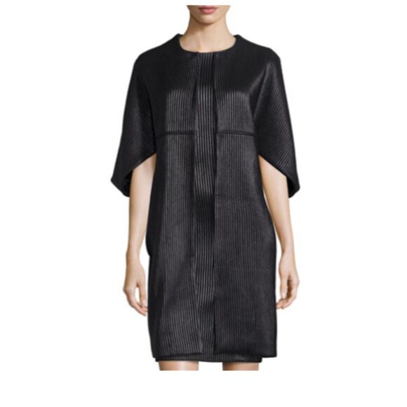 Josie Natori Black Ottoman Shine Coat Short Sleeve Kimono Cover-Up Sz L - Picture 2 of 11